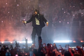 Bad Bunny performs on Wednesday, May 15, 2024, at State Farm Arena in Atlanta.