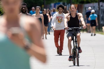 People bike, walk, and run on the Atlanta Beltline.
