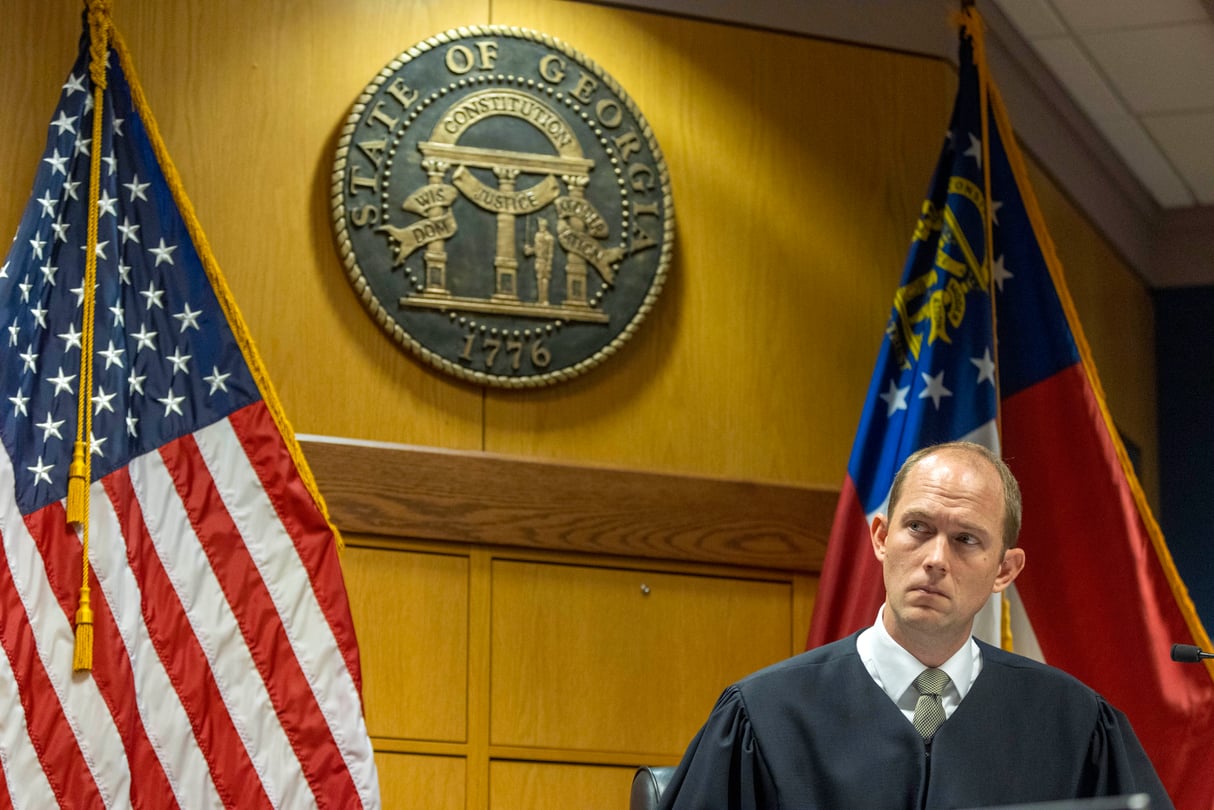 Fulton County Superior Judge Scott McAfee sits in court.