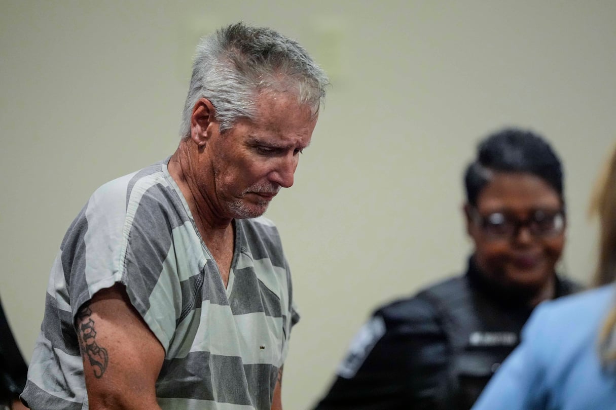 Colin Gray appears in the Barrow County courthouse. He looks toward the ground.