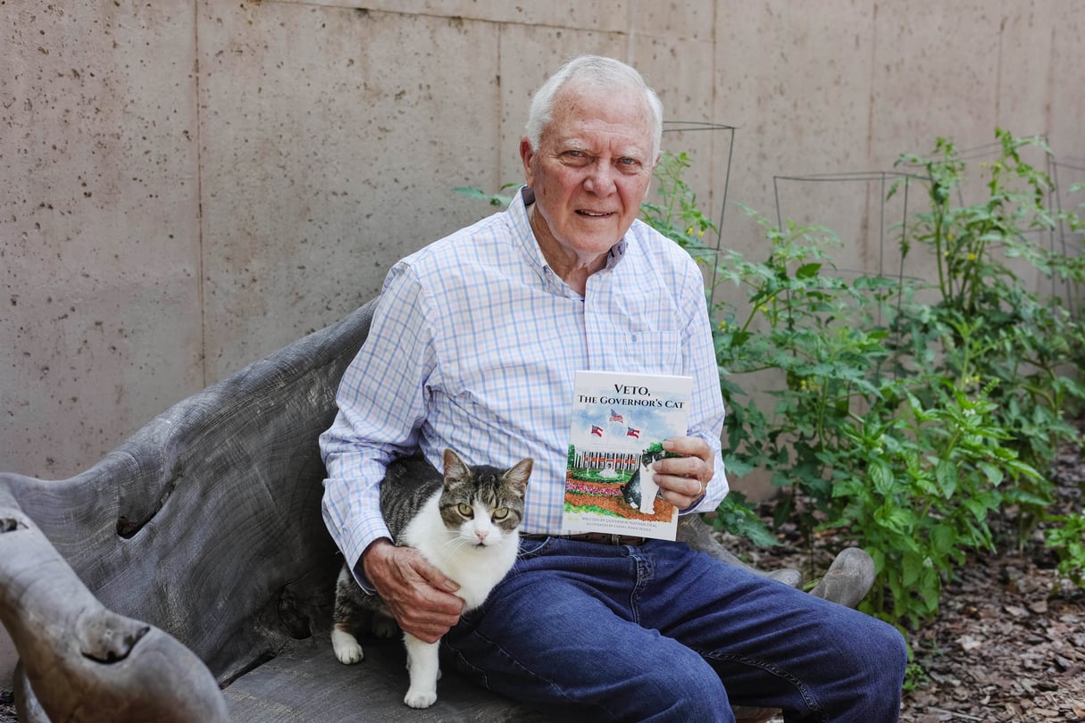 Nathan Deal poses with his cat.
