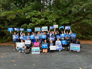 Democratic Supporters getting ready for a door-to-door campaign in Gwinnett County (WABE/Laura Goudkamp)