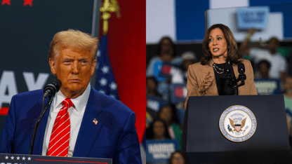 The election between donald trump and kamala harris will be decided by the electoral college.
