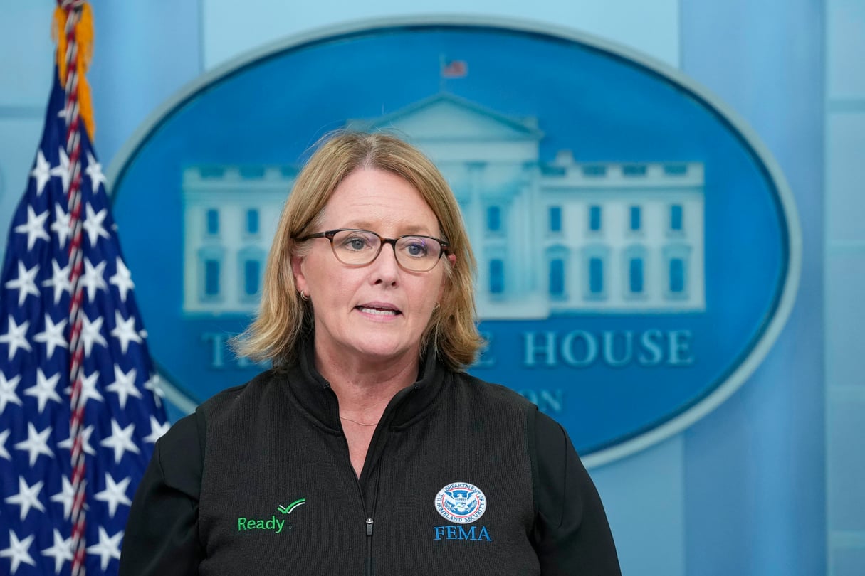 Federal Emergency Management Agency administrator Deanne Criswell speaks during the daily briefing at the White House in Washington