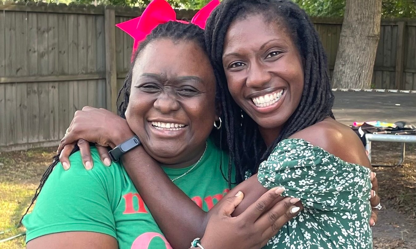 Mother of two Jaqwendolyn Gaynor with Dr. Katherine Sylvester. Sylvester is a physical therapist and certified doula who founded the remote maternal health patient monitoring program Operation M.I.S.T. (Courtesy Jaqwendolyn Gaynor)