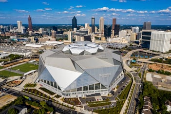 An overhead photo of a large stadium.