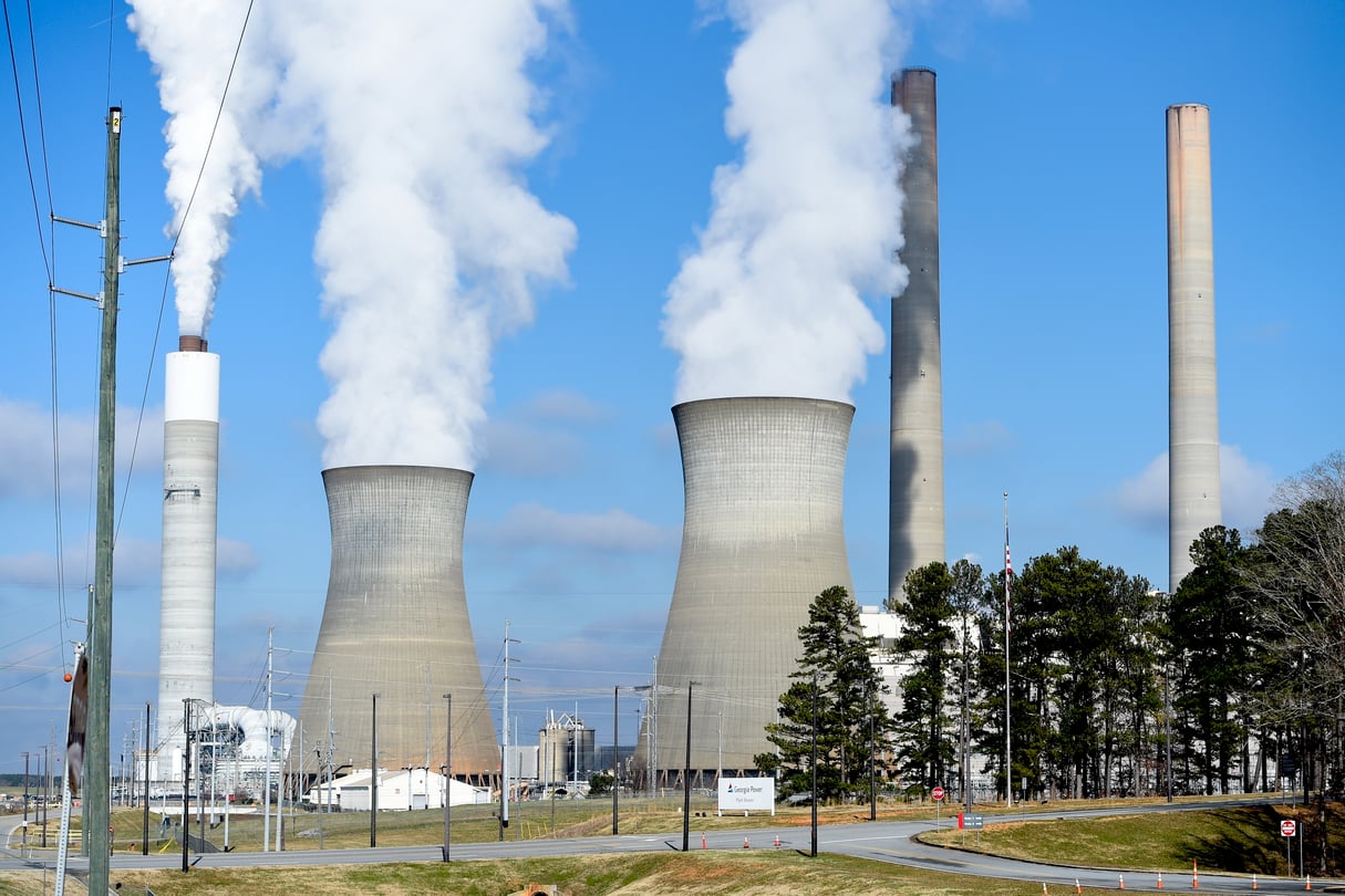 Two power plants emitting steam