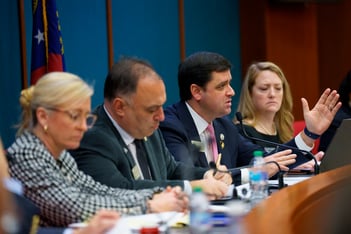 State Rep. Scott Hilton, who is the secretary of the House Committee on Education, speaks at a hearing.