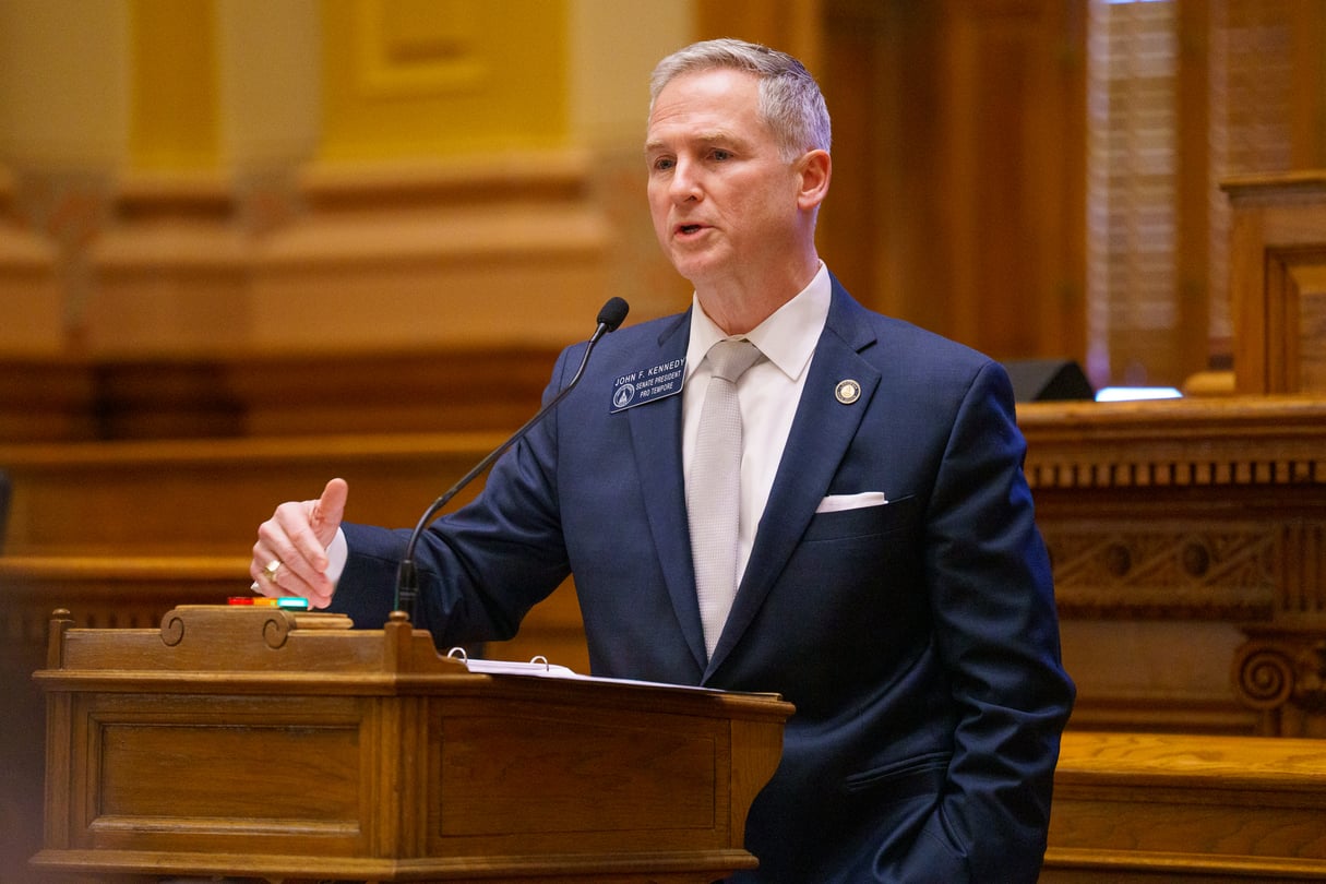 Senate President Pro Tempore John F. Kennedy speaks on the Senate floor at the Georgia State Capitol.