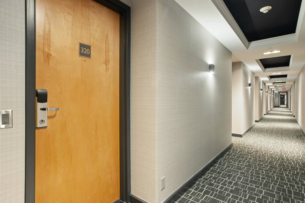 A file image of a hotel hallway.