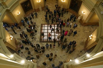 A birds eye view of the main floor of the Georgia State Capitol building