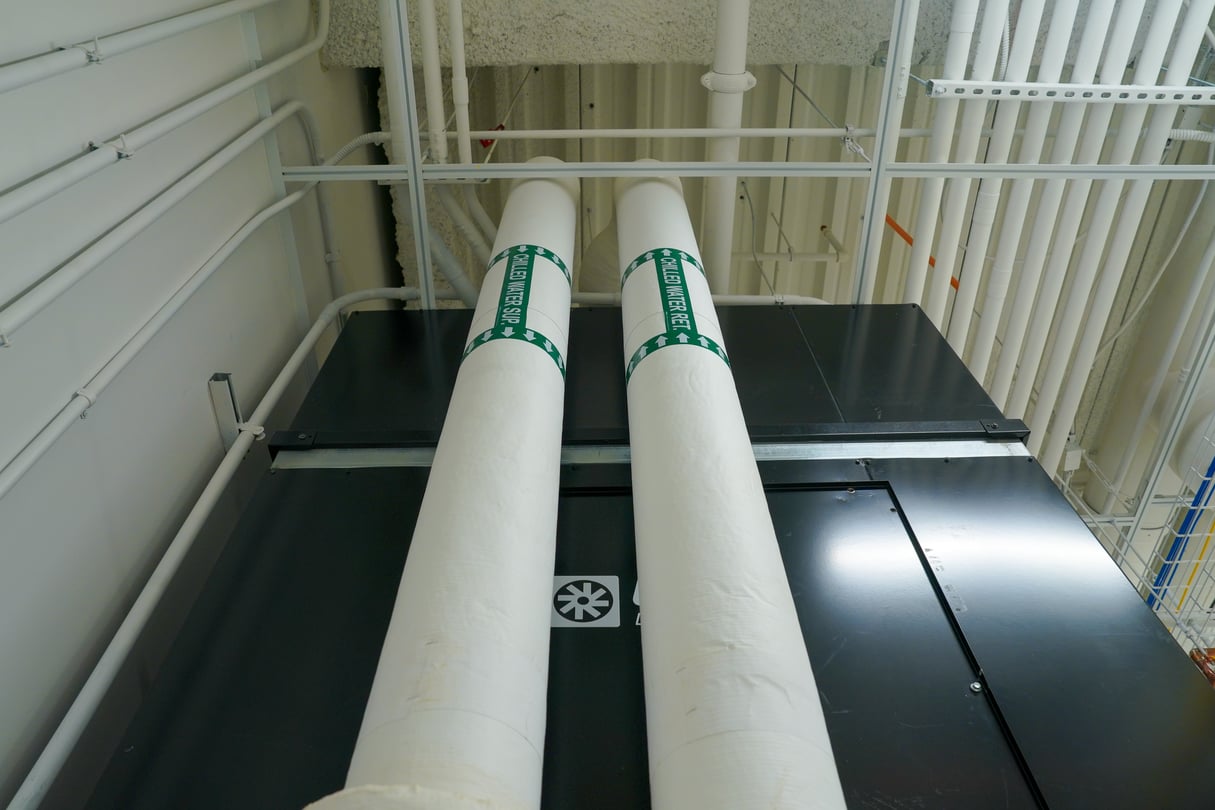 Chilled water supply and return pipes.