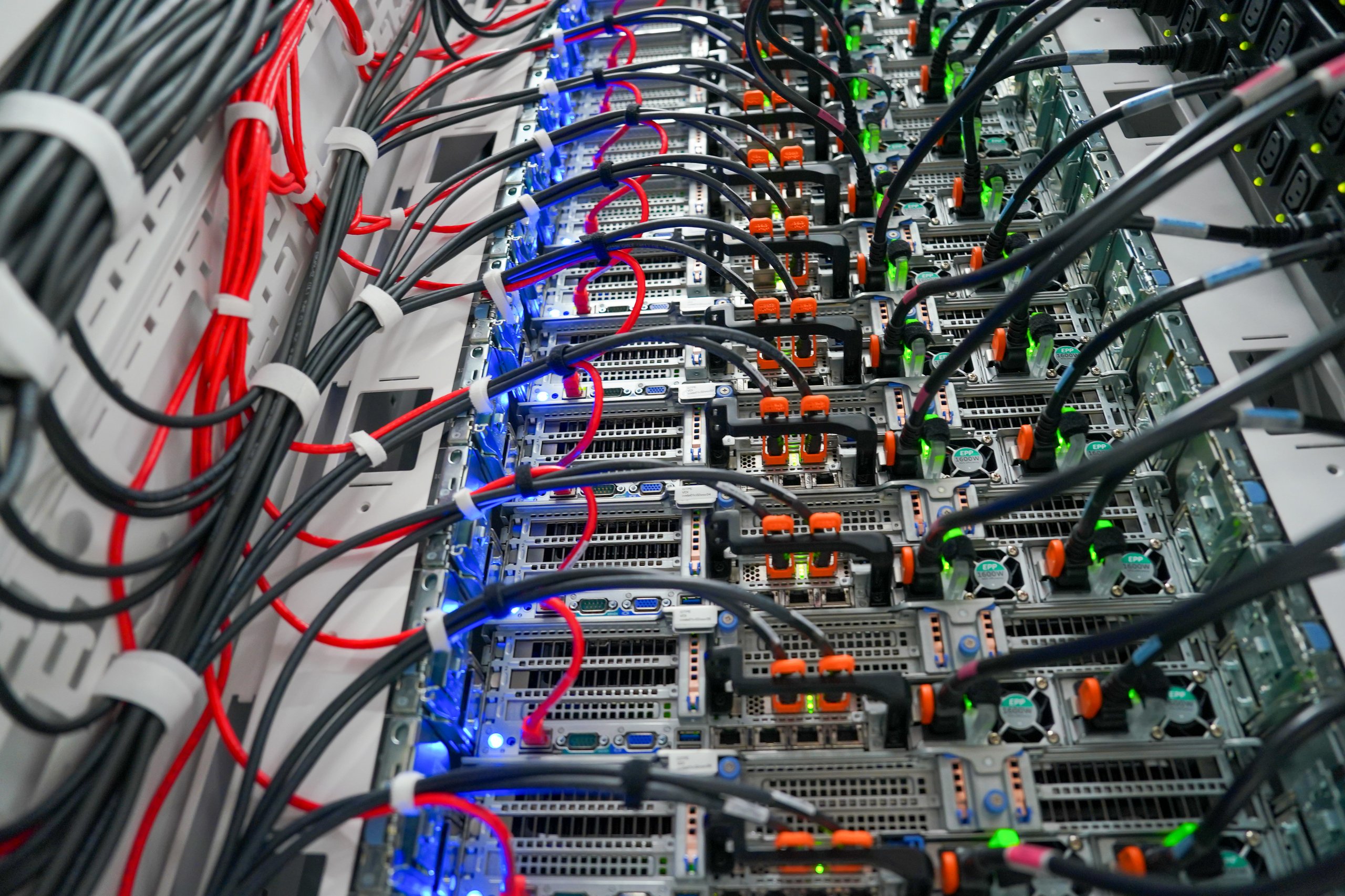 Cords and wires in a server.