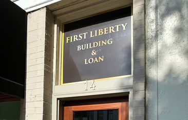The office of First Liberty Building and Loan.