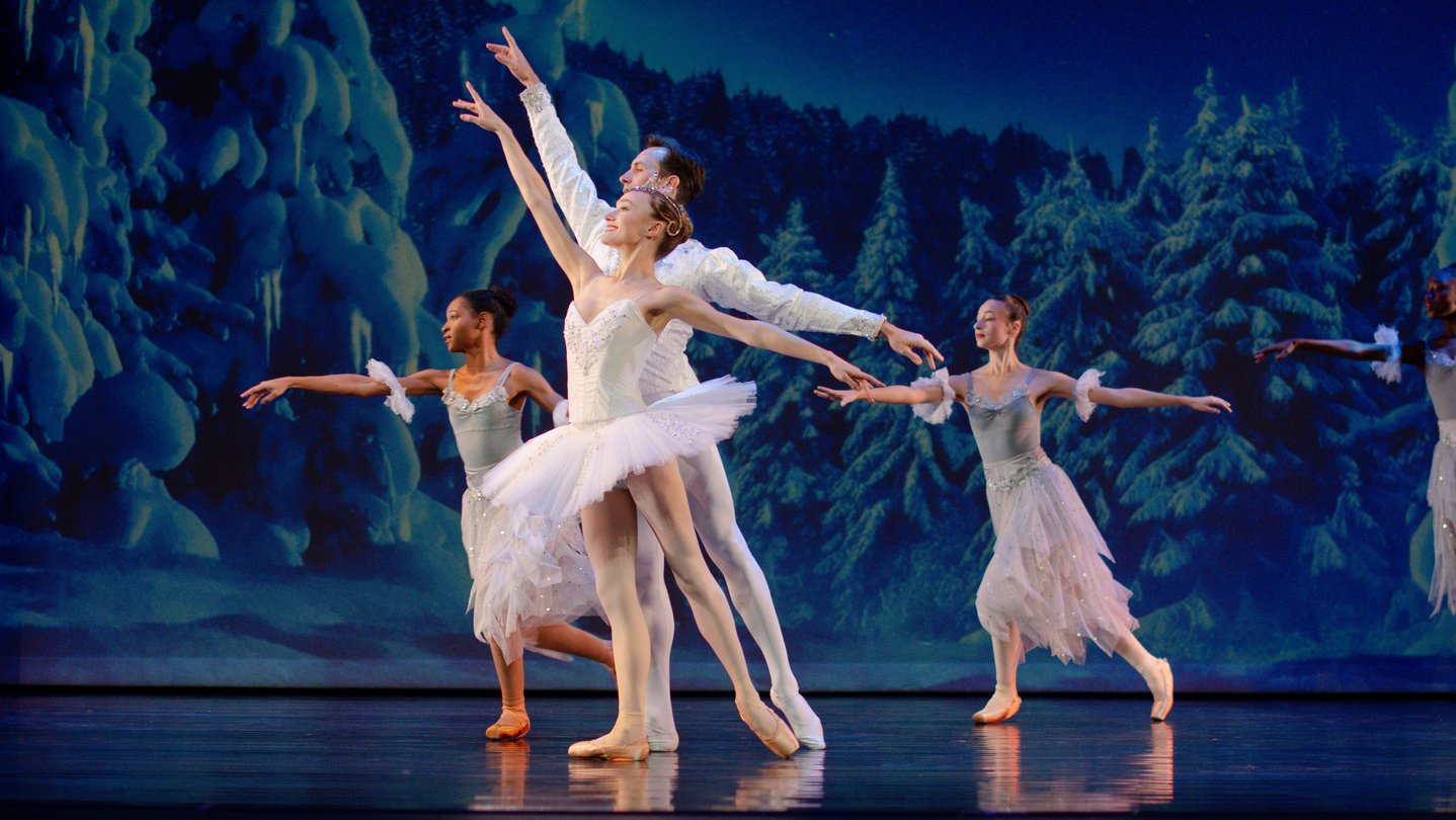 Dancers perform a snow scene