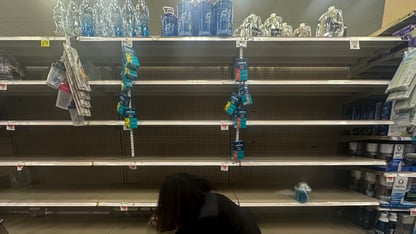 An empty grocery shelf
