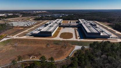 An aerial view of a large data center