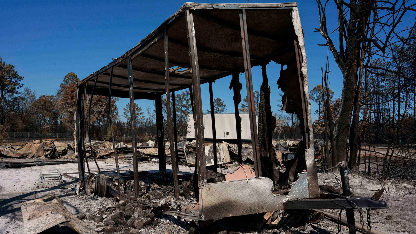 A burned trailer