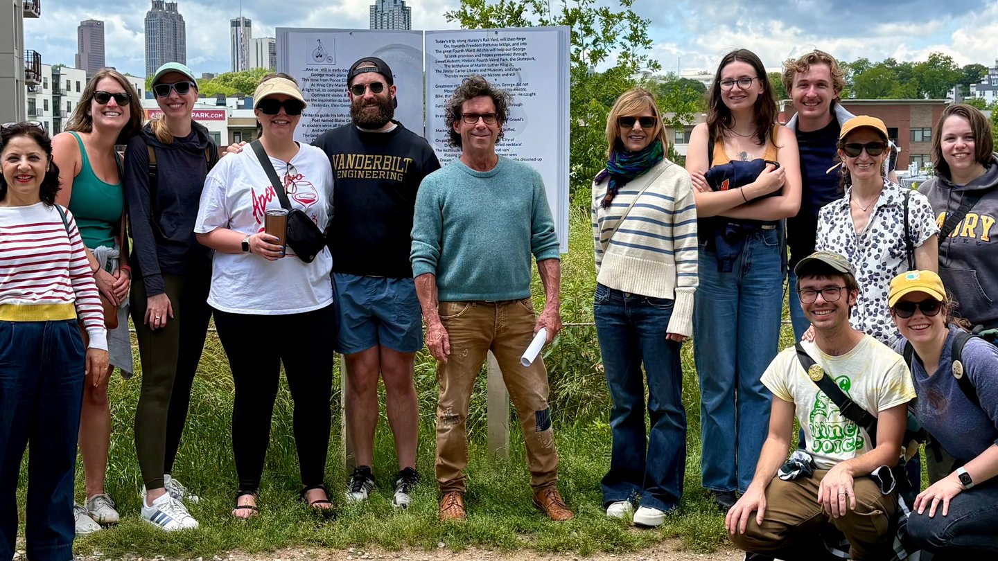 Jane's Walk participants gather along the Atlanta Beltline during a citizen-led walking tour from a previous year.