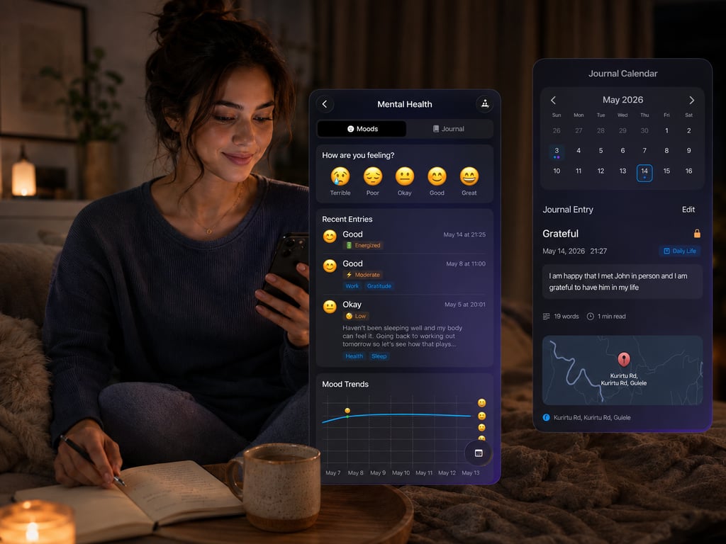Woman journalling her mood