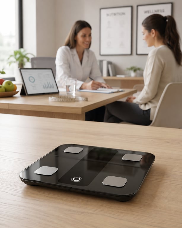 Scale in nutritionist office