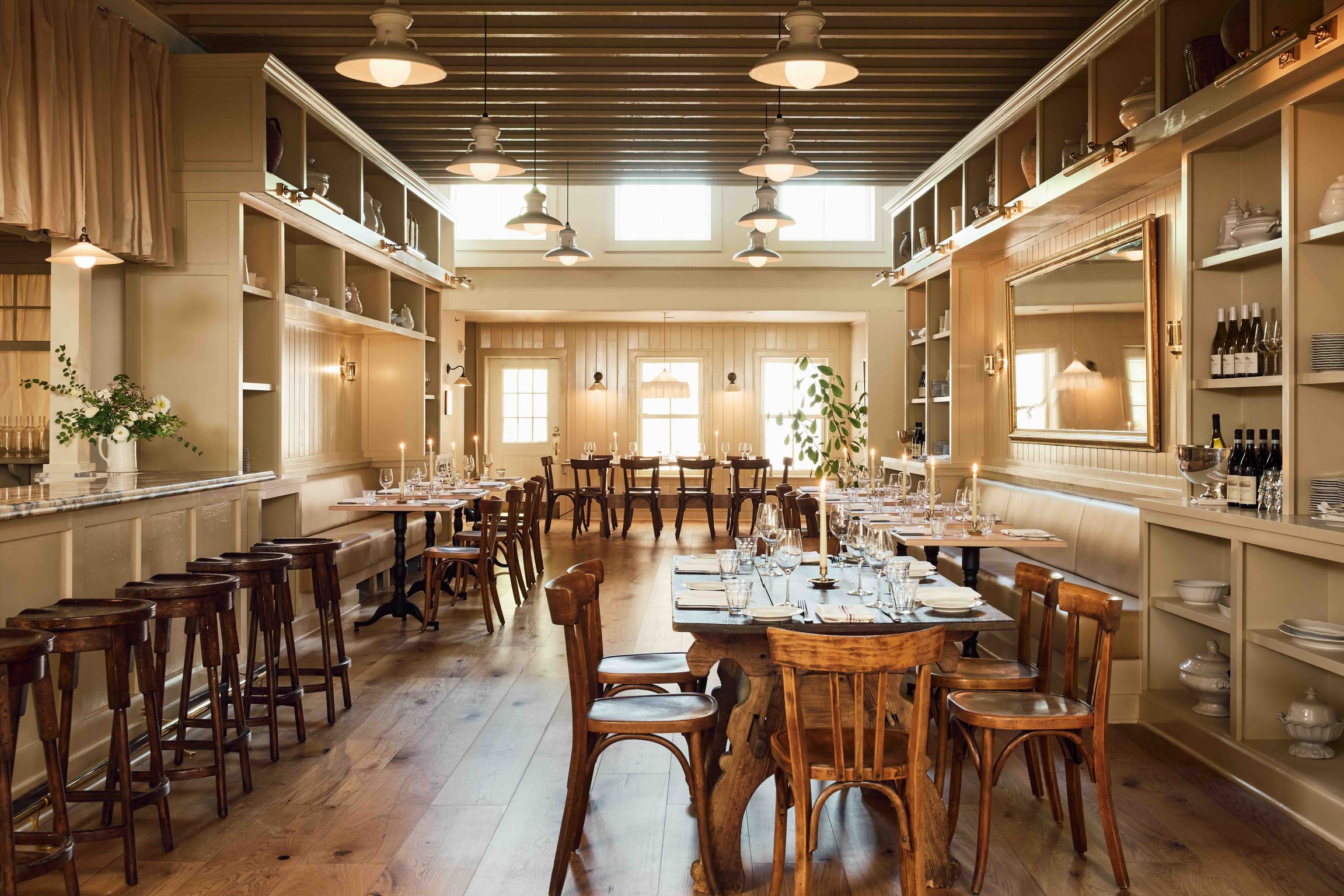 Beautiful interior of Little Goat Rhinebeck restaurant.