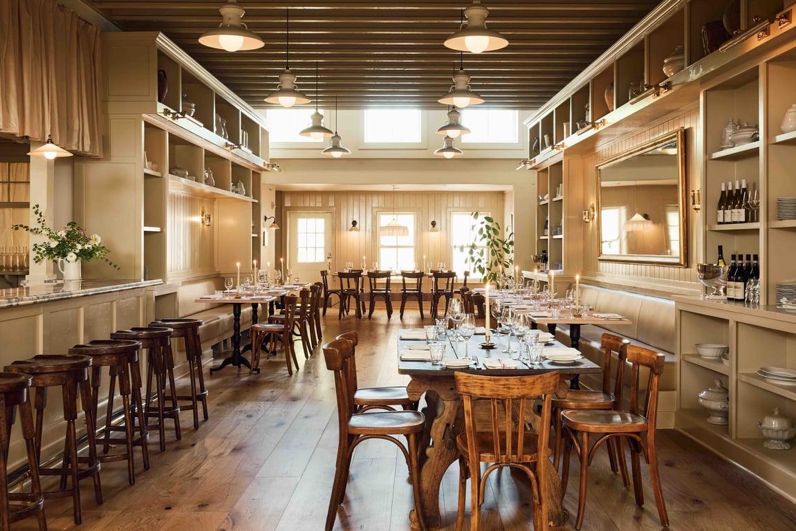 Beautiful interior of Little Goat Rhinebeck restaurant.
