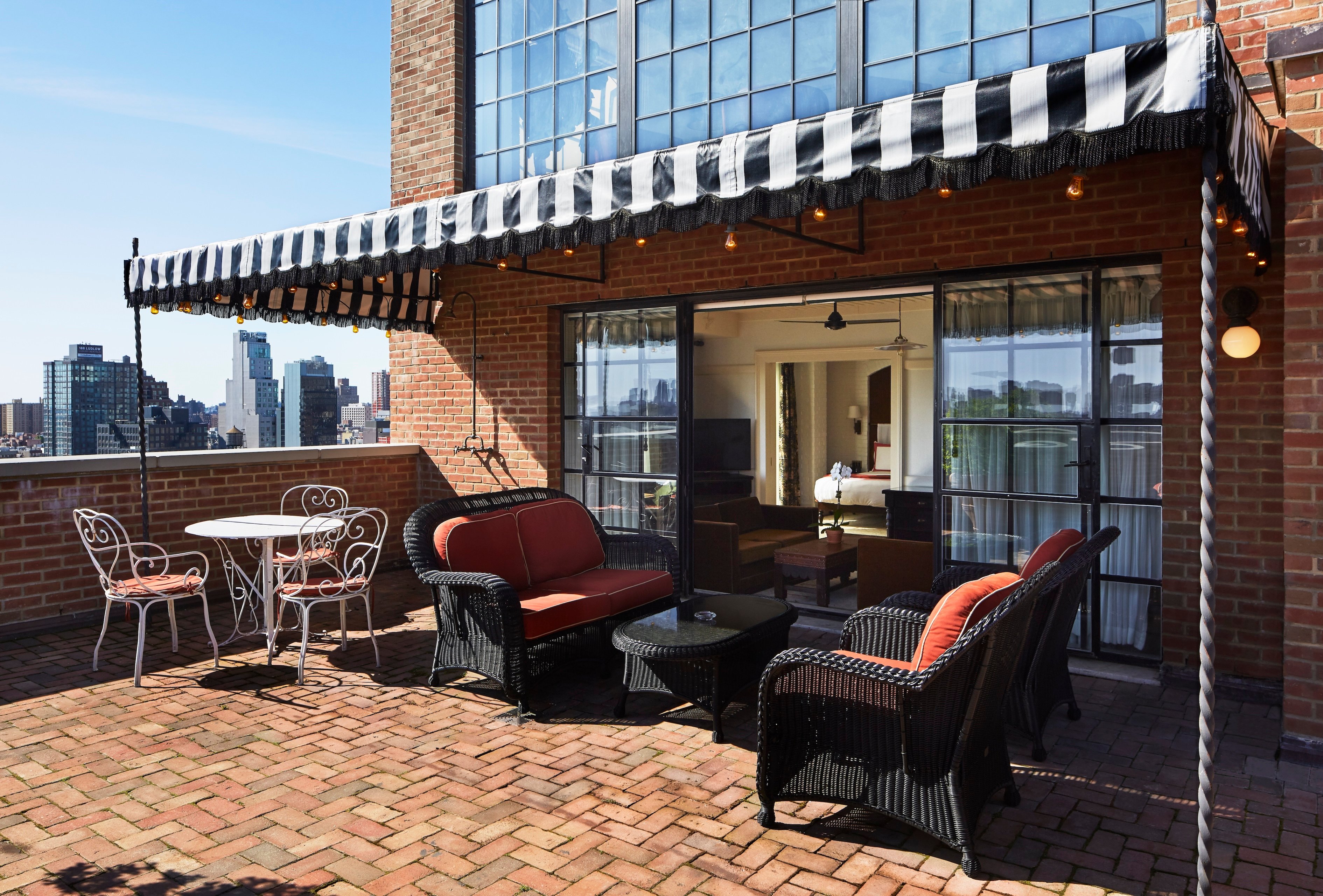 patio of a penthouse suite at the bowery hotel