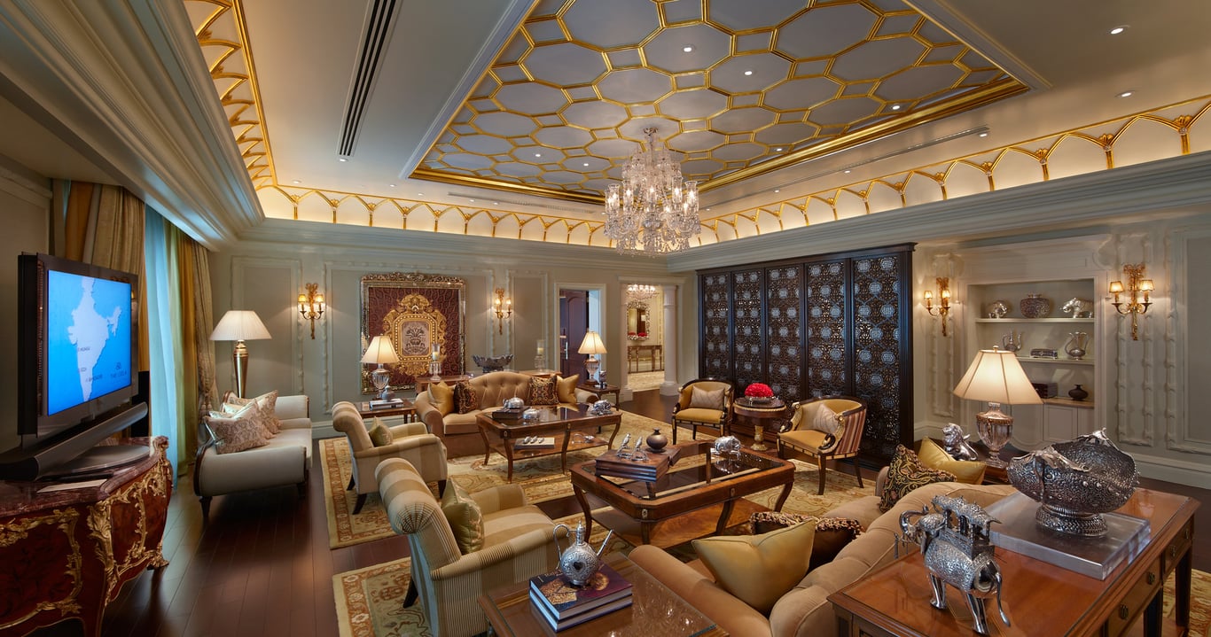 Hotel Review: The Leela Palace New Delhi | The Leela Palace New Delhi Exterior | The Leela Palace New Delhi Presidential-Suite | The Leela Palace New Delhi bedroom | The-Lobby-The-Leela-Palace-New-Delhi | The Leela Palace New Delhi The-Library-Bar