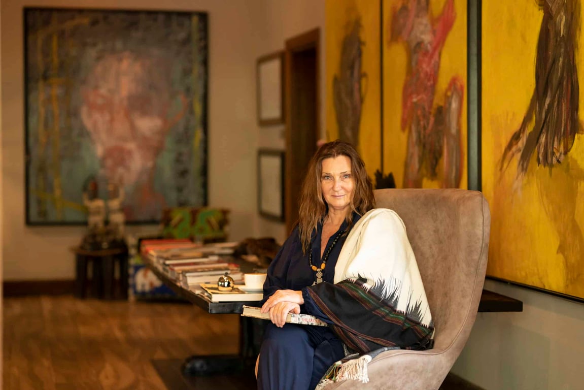 Anna Trzebinski portrait | Eden Nairobi designed by Anna Trzebinski | Eden Nairobi bedroom suite | Eden Nairobi bird images room | Eden Nairobi couches | Eden Nairobi lobby | Eden Nairobi lights dinner | Eden Nairobi