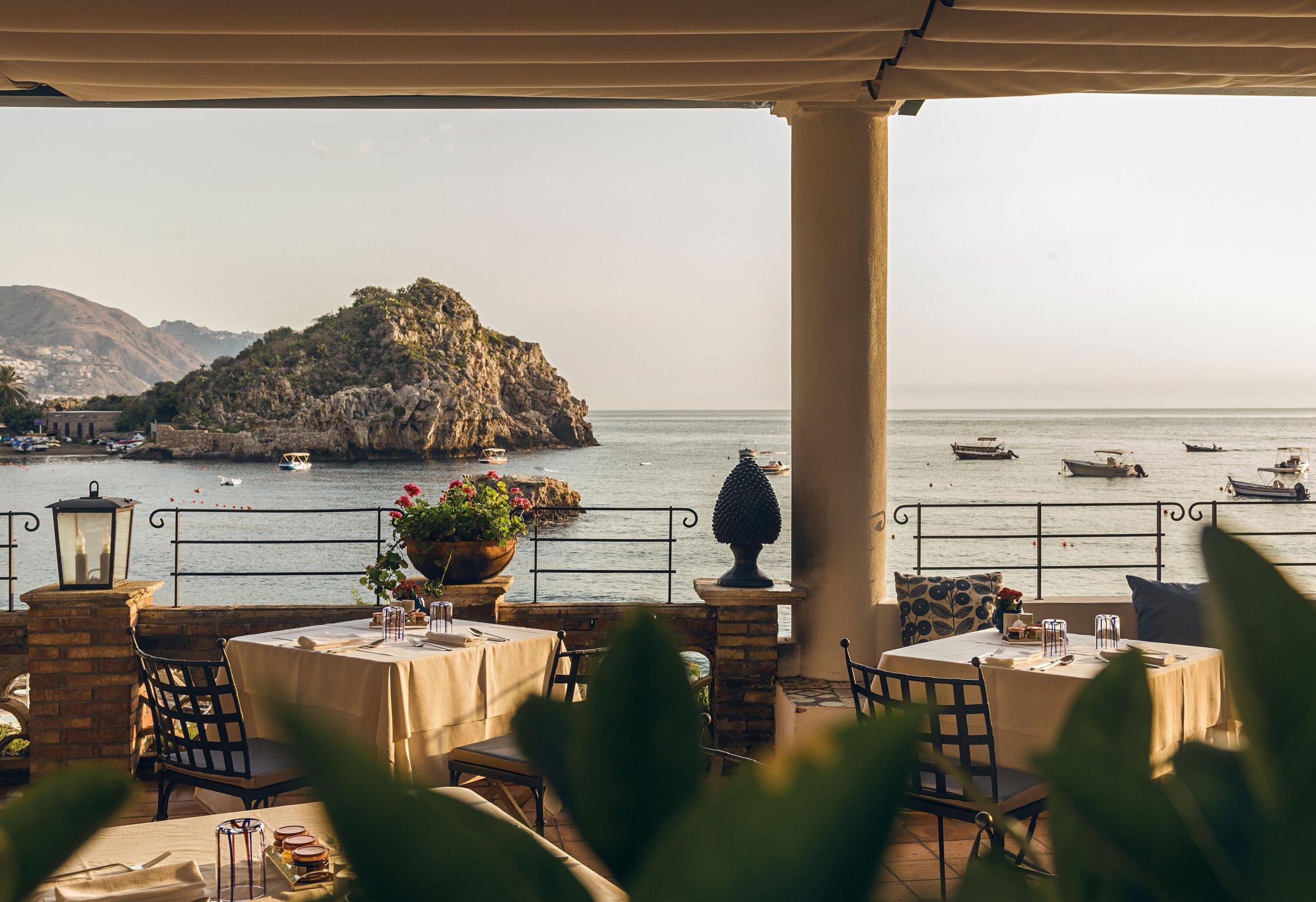 Outdoor restaurant at Courtesy of Villa Sant'Andrea, A Belmond Hotel, Taormina Mare