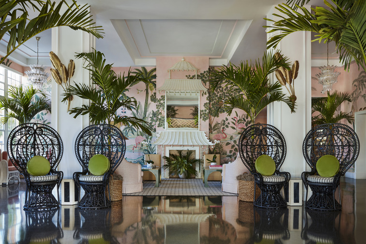 The ‘Pink Paradise’ of Palm Beach Is As Historic, Iconic, and Glamorous As It Gets | The Colony Hotel exterior | The Colony Hotel bedroom suite | The Colony Hotel pool | The Colony Hotel beach | The Colony Hotel open doors