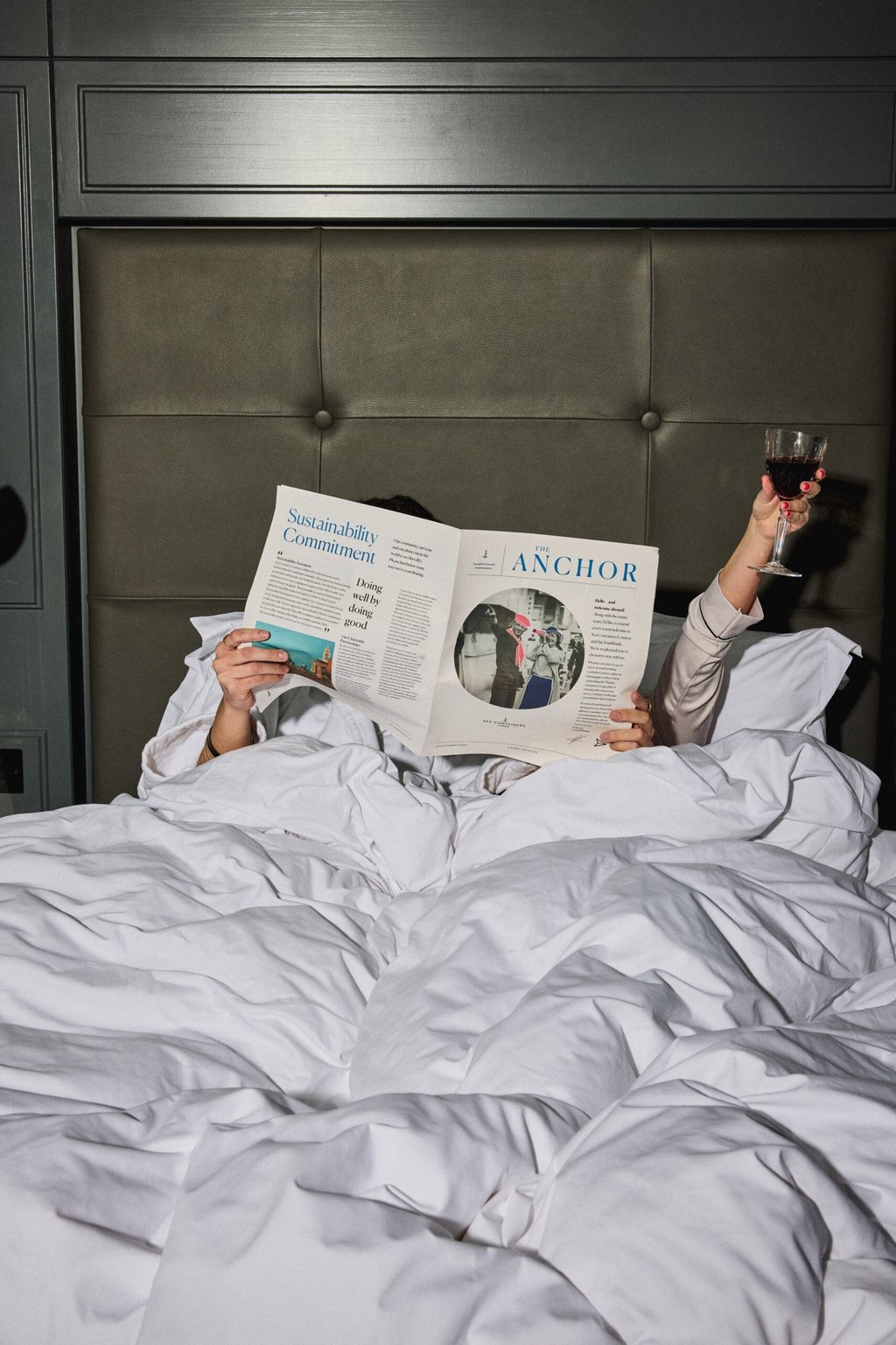 This Hotel on London's South Bank Houses a Spa, Cinema, One of the City's Most Popular Cocktail Bars | Sea Containers London lobby | Sea Containers London nautical suite theme | Sea Containers London suite bedroom | Sea Containers London theater | Sea-Containers-Restaurant-JamesMcDonald | Sea Containers London room service | London skyline and bridge | Sea Containers London suite interior