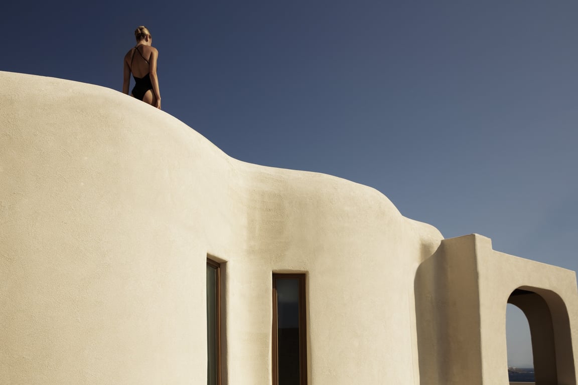 Domes’ Chic Boutique Hotel in Mykonos Finds the Balance Between Pause and Party | Domes Noruz Mykonos suite interior | Domes Noruz Mykonos private suite pool | Domes Noruz Mykonos private suite | Domes Noruz Mykonos outdoor pool | Domes Noruz Mykonos bedroom suite | Domes Noruz Mykonos balconies