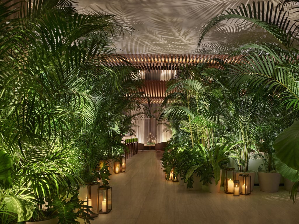 This Tokyo Hotel Is an Extravagant Urban Oasis | Tokyo EDITION balcony | Tokyo EDITION lobby | Tokyo EDITION restaurant | Tokyo EDITION restaurant seating | Tokyo EDITION pool | Tokyo EDITION bar | Tokyo EDITION bedroom