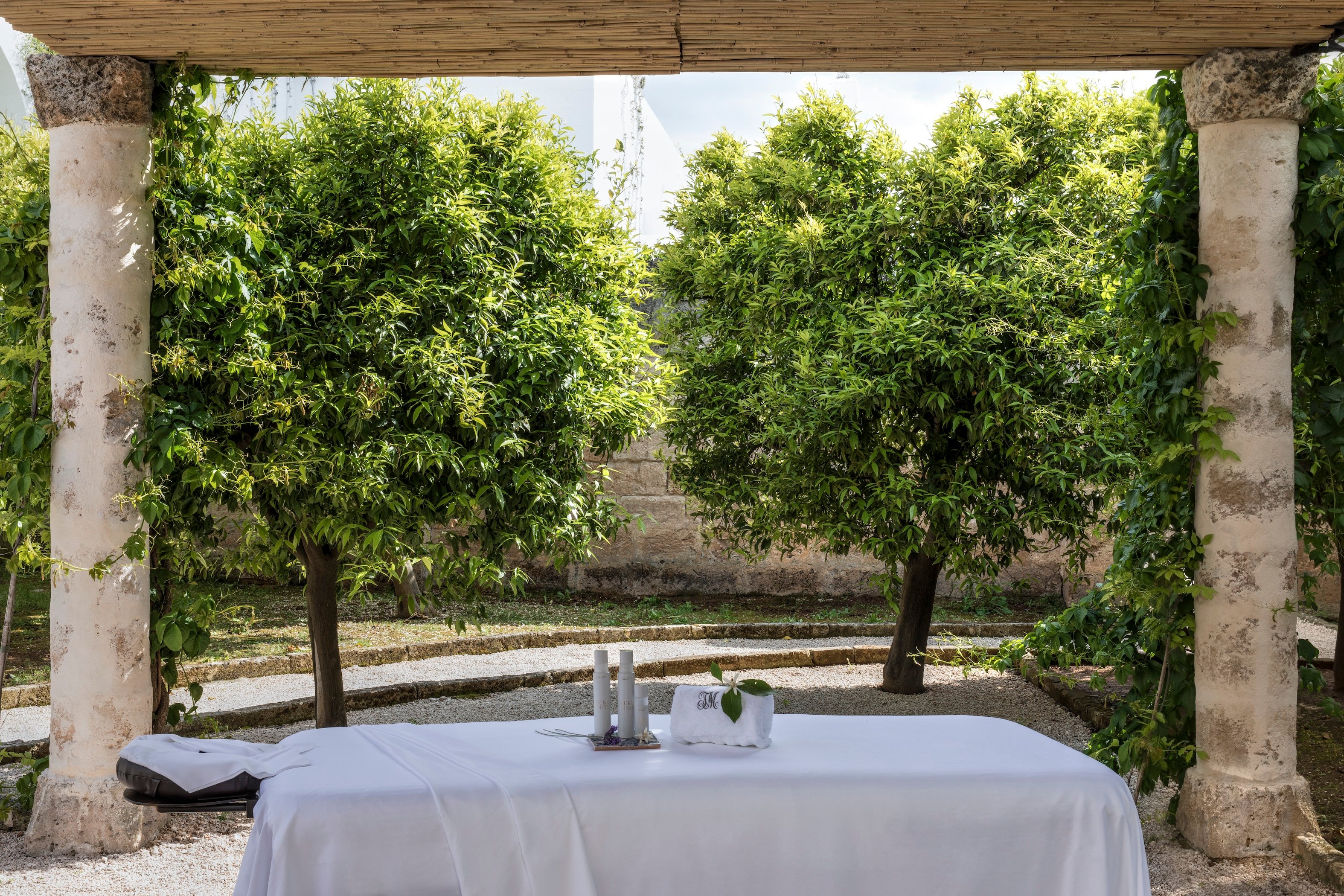 Spa table at Restaurant at Masseria Torre Maizza, a Rocco Forte Hotel
