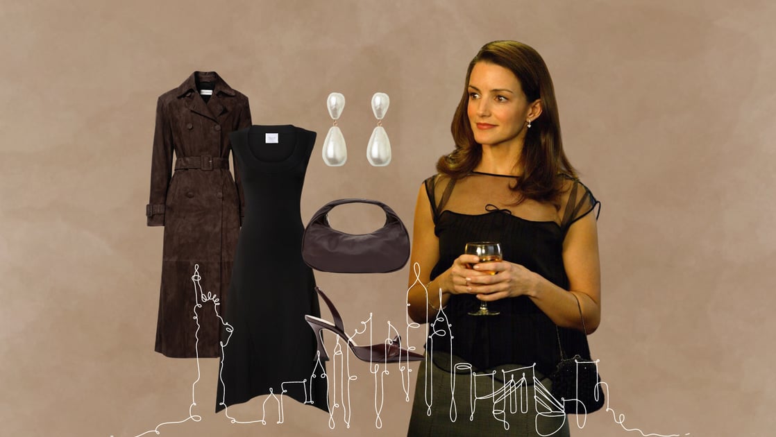 charlotte york black dress Park Avenue princess core (dress is by Theory turtleneck dress flared