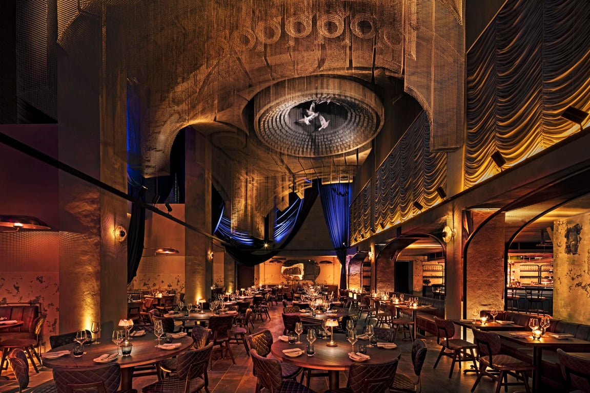 Cathédrale Restaurant at Moxy East Village in New York City Is Where You Need to Make Your Next Dinner Reservation | Cathédrale Restaurant at Moxy East Village seating | Cathédrale Restaurant at Moxy East Village dinner meal | Cathédrale Restaurant at Moxy East Village drink