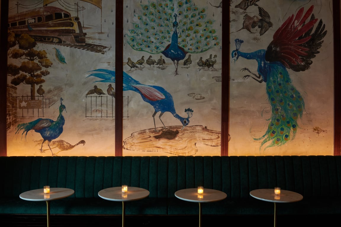 This Design-Centric Bar in East Village Serves Knockout Martinis | Madeline's Martini main bar | Madeline's Martini cassette machine | Madeline's Martini seating | Madeline's Martini glass | Madeline's Martini sandwich