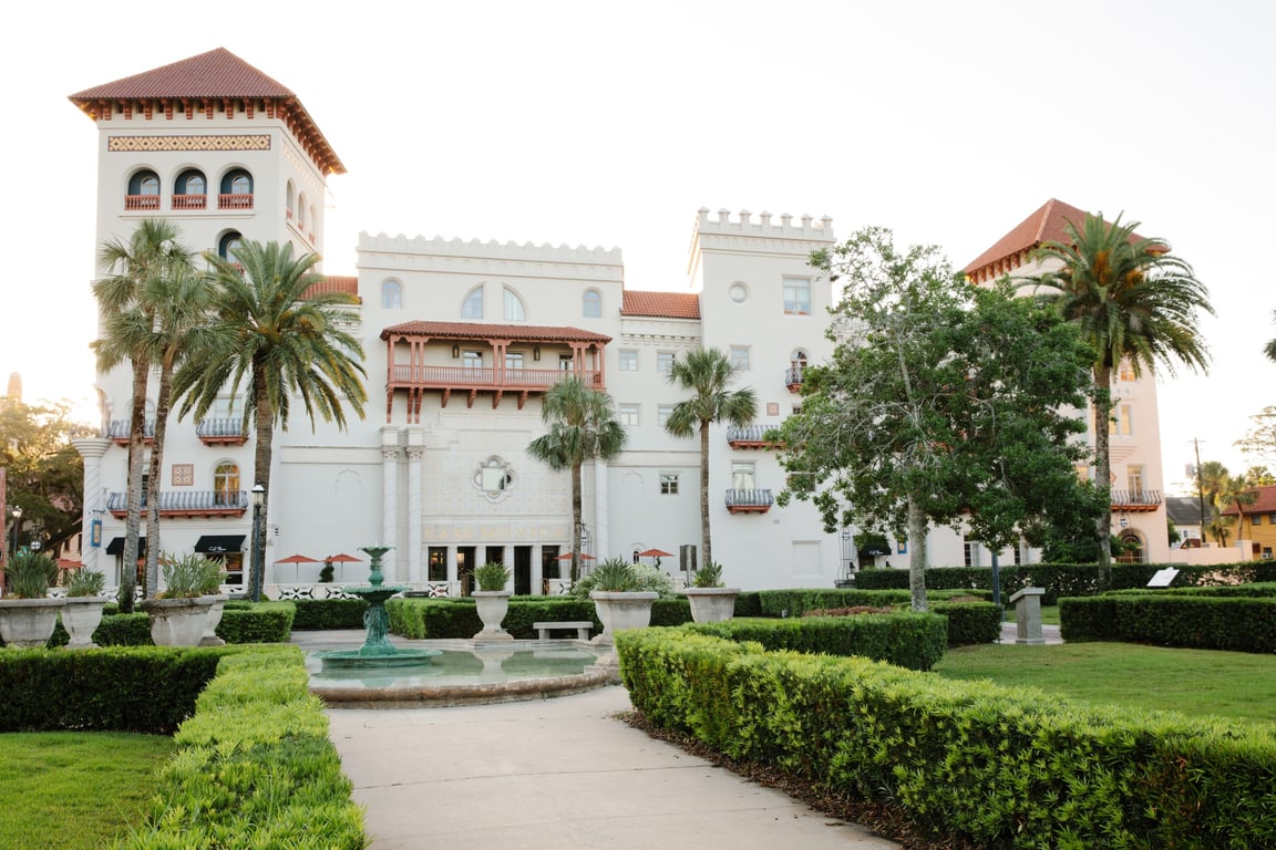 This St. Augustine Resort Combines Historic Posh with Coastal Vacation | Casa Monica Resort and Spa, Autograph Collection entrance | Casa Monica Resort and Spa, Autograph Collection lobby | Casa Monica Resort and Spa, Autograph Collection bedroom | Casa Monica Resort and Spa, Autograph Collection exterior | Casa Monica Resort and Spa, Autograph Collection gallery