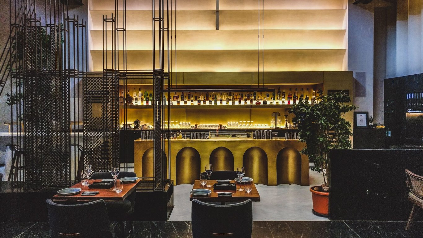 This Is One of Mumbai’s Best Restaurants | Masque-Monolith outdoor seating | Sea-Buckthorn-Pani-Puri Masque Restaurant | Ghevar-Gajar-Halwa-Passion-Fruit Masque Restaurant