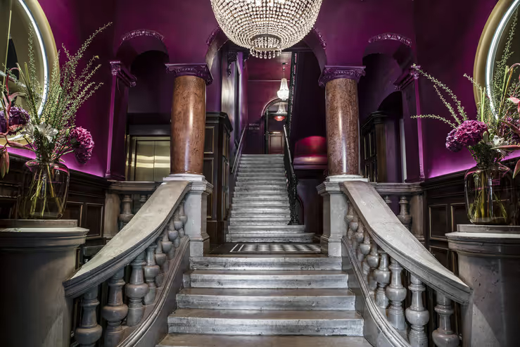 This New Vienna Boutique Hotel Is the Perfect Dose of 1920s Glamour | Hotel Josephine stairs | Hotel Josephine bedroom suite | Hotel Josephine | Barflys-Club | Phonotek