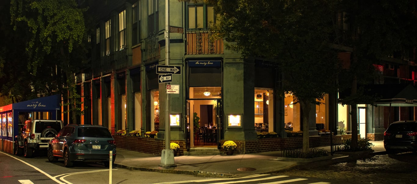 This Farm-to-Table Restaurant in NYC’s West Village Is an Urban Oasis | The Mary Lane dining | The Mary Lane menu options | The Mary Lane indoor seating | The Mary Lane dining | The Mary Lane restaurant seating | Sautéed Atlantic Halibut at The Mary Lane