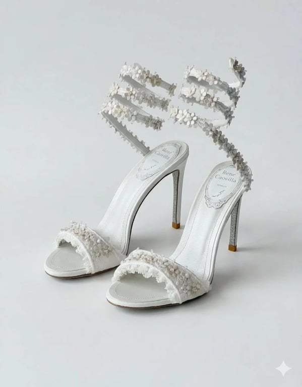 Rene Caovilla Bloom White Sandals