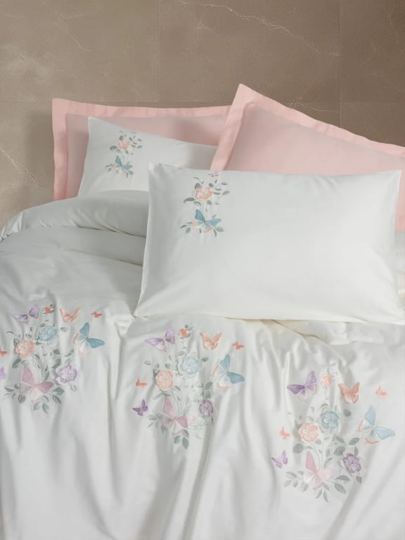 Embroidered Cotton Satin Duvet Cover Set