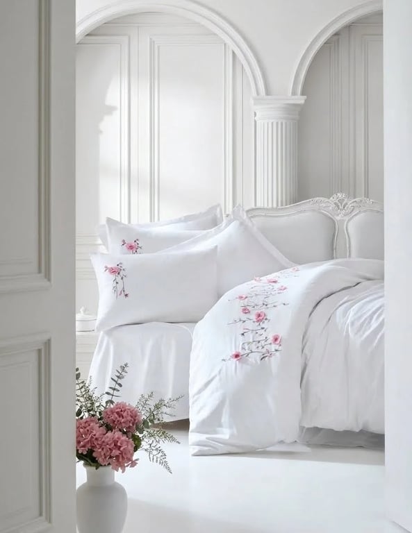 3D Embroidery Satin Duvet Cover Set