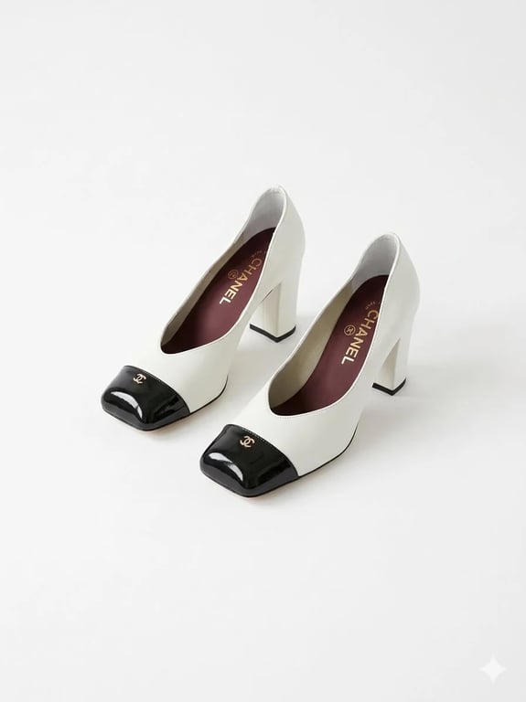 Chanel Two-Tone Block Heel Pumps
