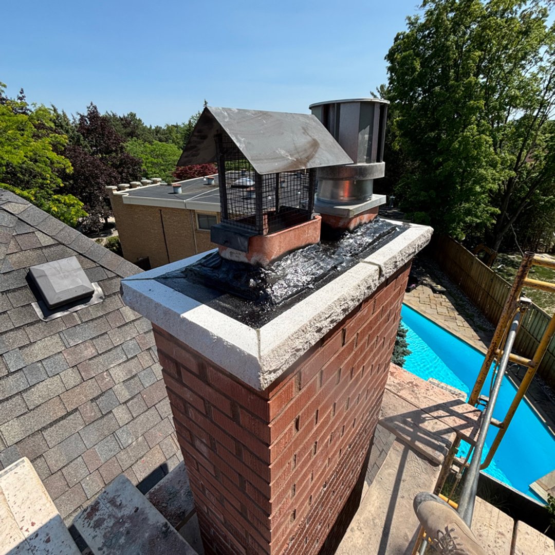 Completed chimney repair and rebuild by Fix My Brick in Ontario