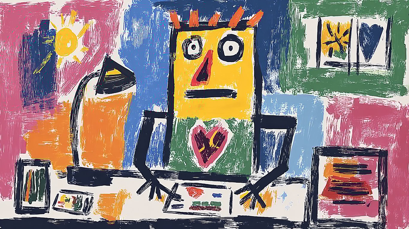 A translucent figure seated at an office desk, its chest cavity open to reveal a small luminous mechanism pulsing irregularly, the desk lamp casting long shadows across a system card document lying face-up beneath trembling hands