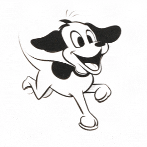 A dog running to collect search results